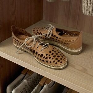 SPRING STEP Loafer Shoe Camel Cut Out Bernetta EU 37 US 6.5 Leather (S2)